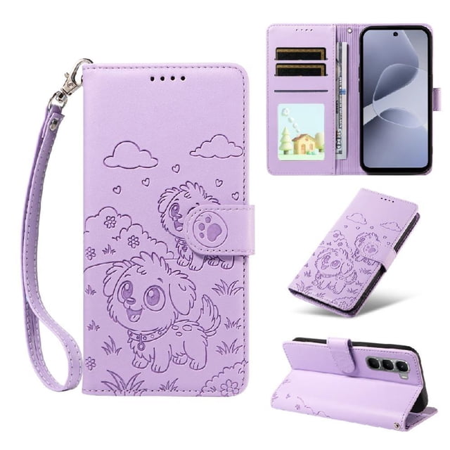 Funda Cartera GANGXUN con Diseño de Perrito en Relieve para Infinix Hot 60 5G , Protección 360° con Ranuras y Correa Desmontable