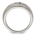 thumbnail image 2 of Grey Titanium Ring Band Gemstone Sapphire (Colors) Round Multi-color, 2 of 6