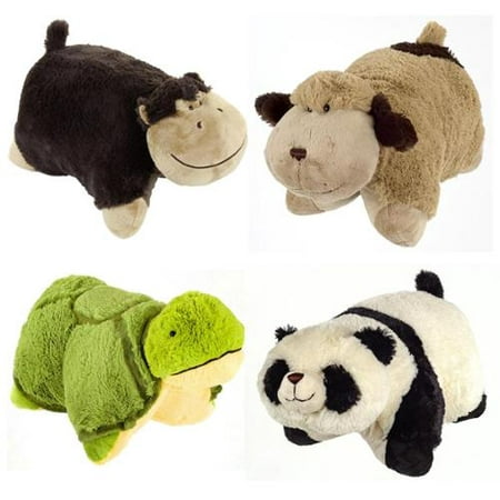 Set Of 4 Pillow Pets Pee Wees Stuffed Animal Plush Kids Bedtime