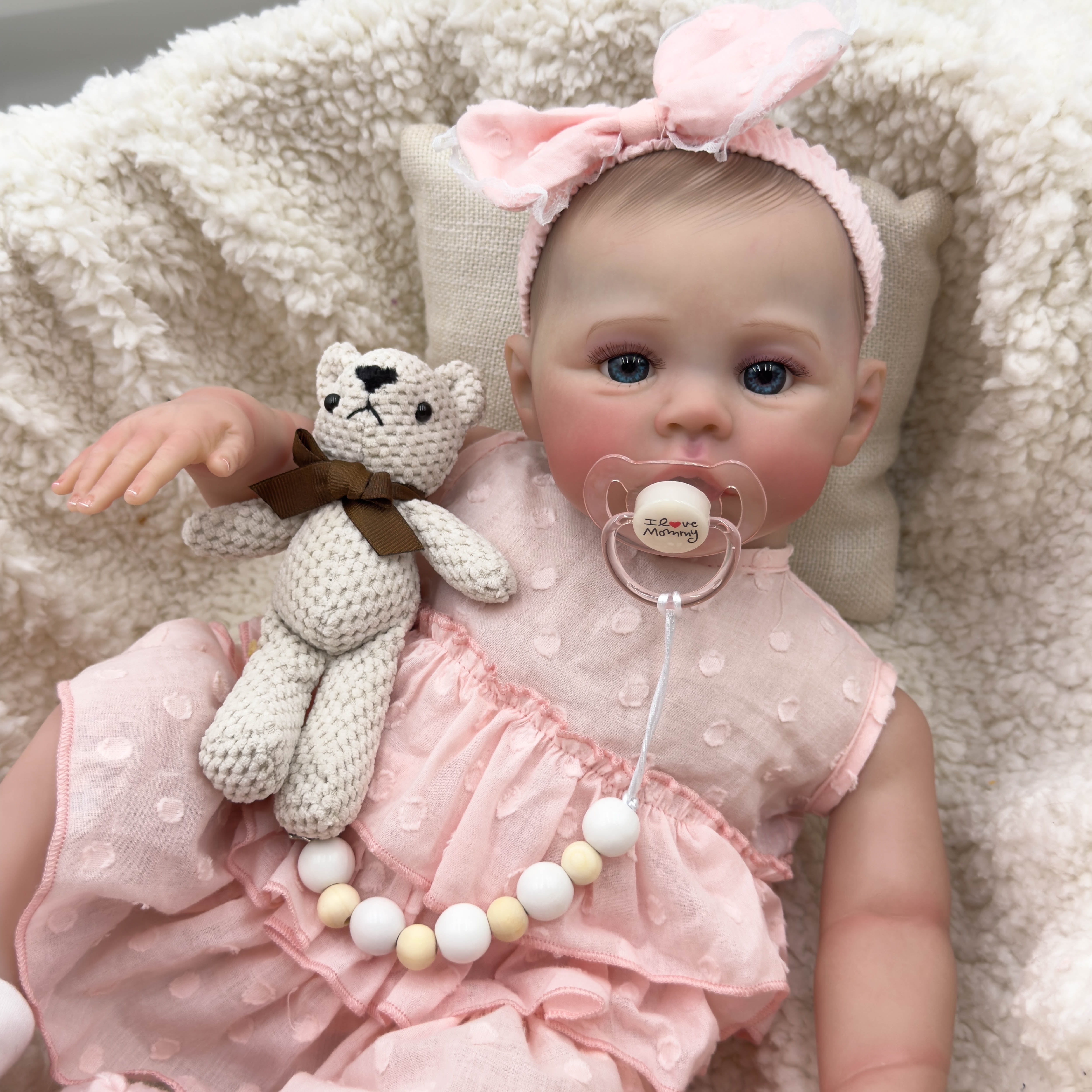 Reborn Baby Dolls 19 inch Lifelike Cute Soft Body Poseable Sleeping Real Life Newborn Lifelike Baby Dolls with Complete Accessories for Age 3 and Up