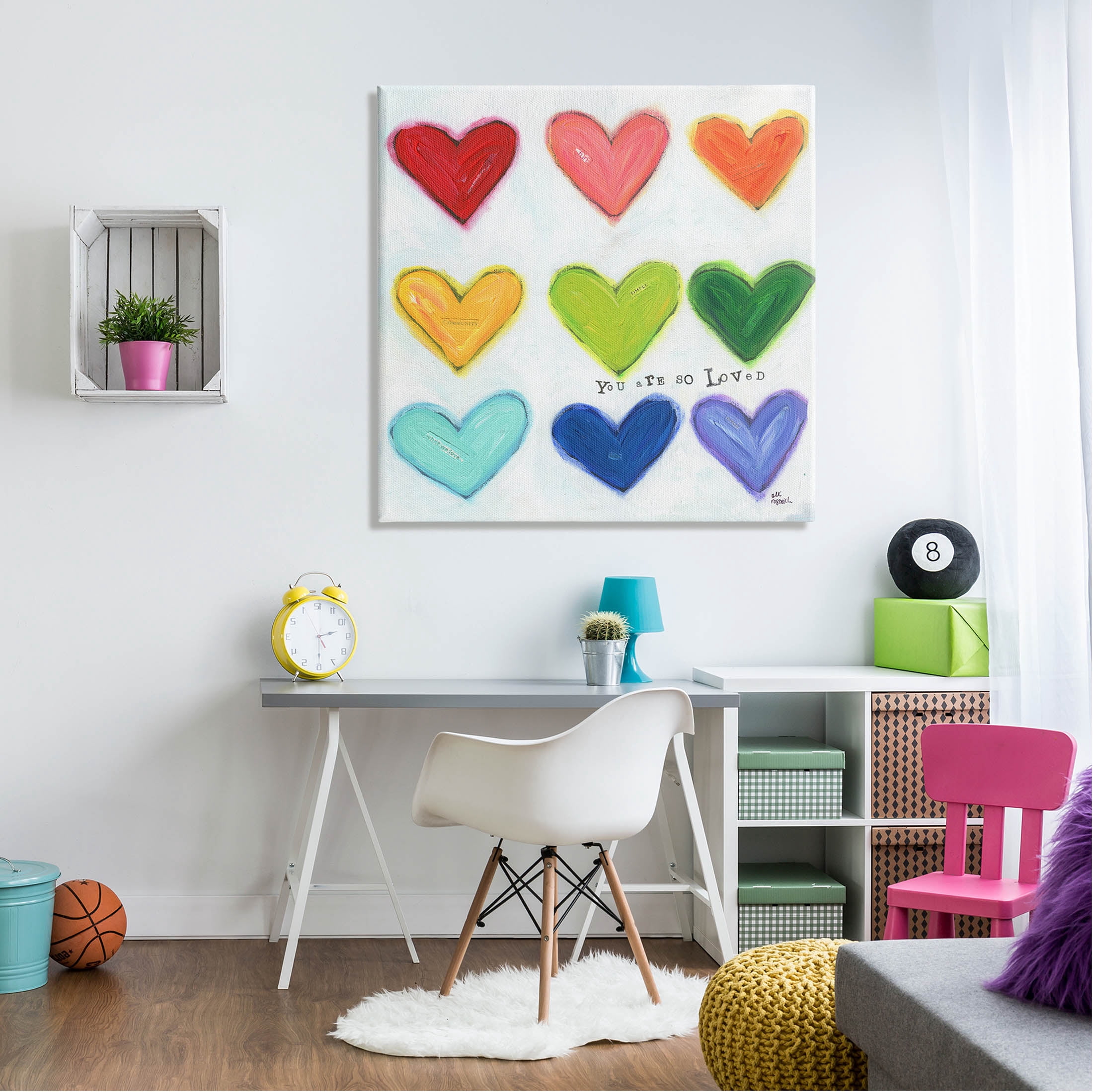 Stupell Industries You Are So Loved Rainbow Hearts Painting Gallery Wrapped Canvas Print Wall Art, Design by Alli Rogosich