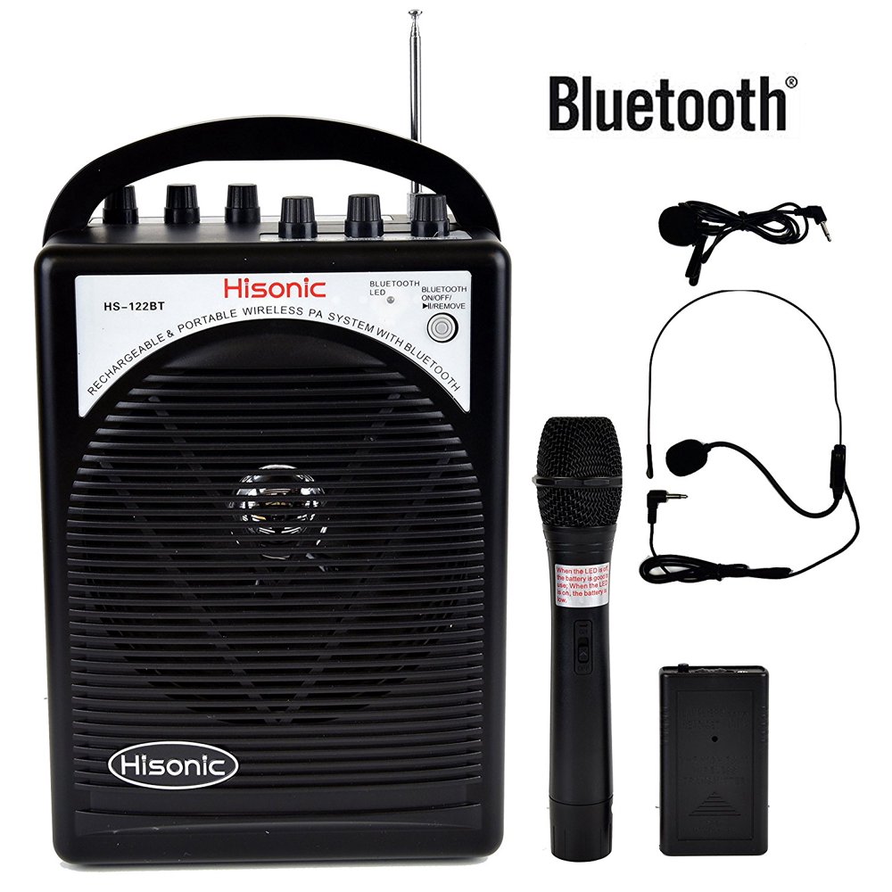 HISONIC HS122BT Portable Bluetooth PA System with Dual Channel Wireless