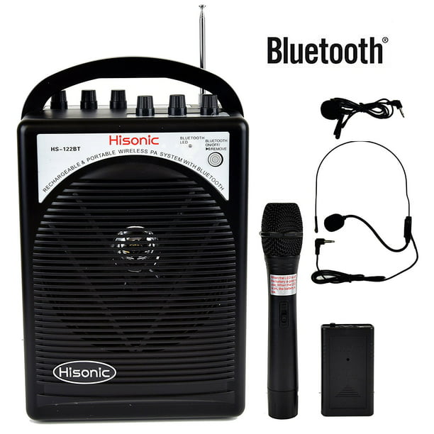 HISONIC HS122BT Portable Bluetooth PA System with Dual Channel Wireless  Microphones