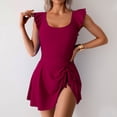 thumbnail image 3 of Minjewel Women's Slimming One-Piece Swimsuits, Ruched Tummy Control & Triangle Liner with Sexy Cutout, Bathing Suit for Beach & Pool,Wine S, 3 of 6