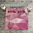thumbnail image 3 of Ambesonne Abstract Quilted Bedspread Set 3 Pcs, Triangle Diamond Shape, King Size, Rose Dried Rose Pink, 3 of 3
