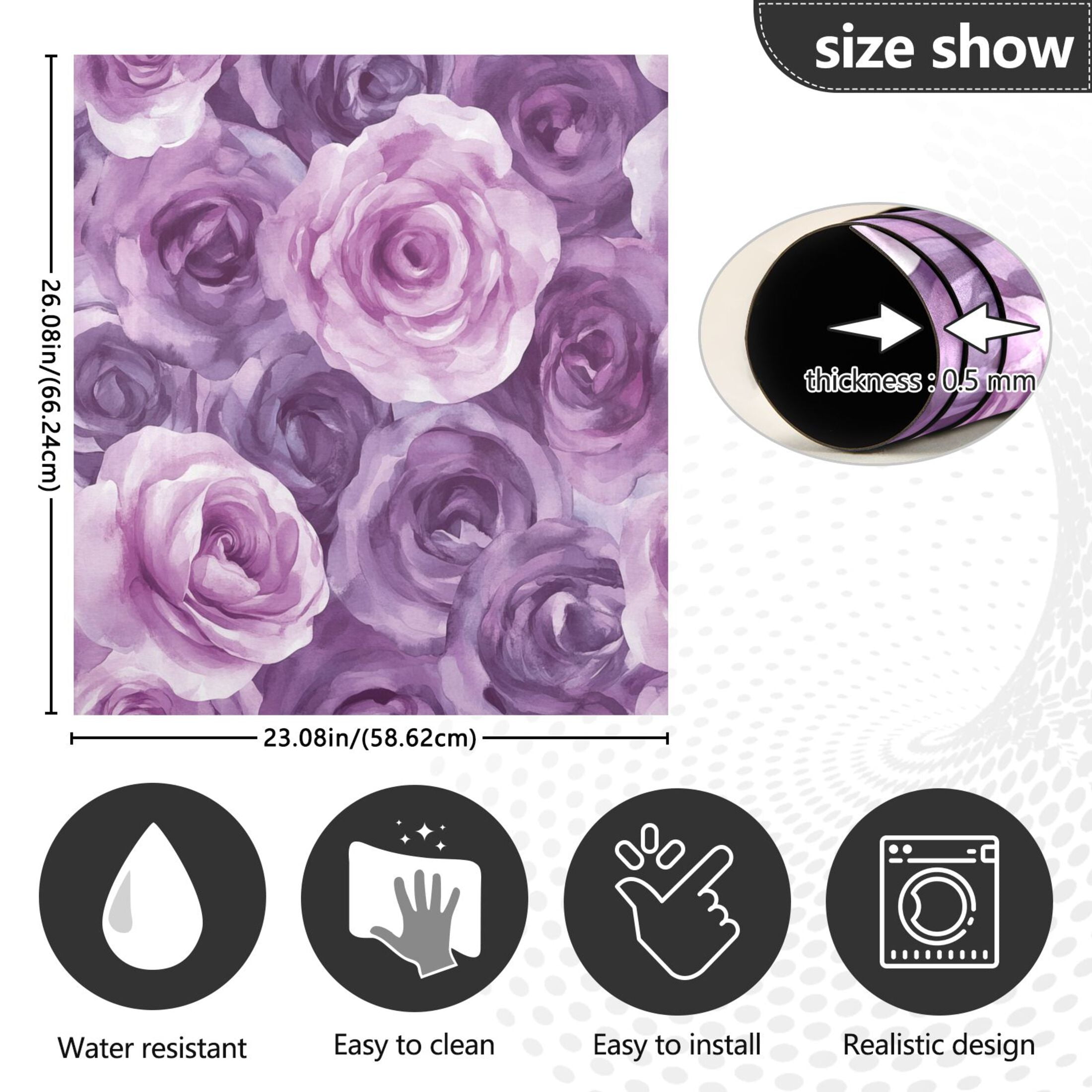 Dishwasher Magnetic Sticker 23x26 Inch Refrigerator Magnetic Sticker Washing Machine Magnetic Sticker Kitchen Panel Magnetic Sticker Home Decor Lavender Roses Seamless