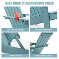thumbnail image 4 of Adirondack Chair with Cup Holder, Patio Outdoor Chairs, Weather Resistant Lounge Chair, Fade-Resistant, Backyard Furniture Painted Chair, for Lawn Outdoor Patio Deck Garden Porch Lawn, 4 of 7