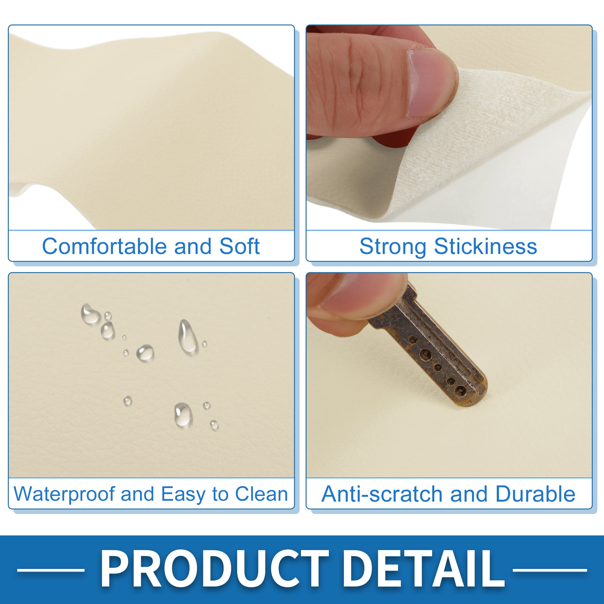 Unique Bargains Self Adhesive Leather Repair Patch Strong Stickiness Leather Repair Tape Leather 1 Pcs Beige 17" x 158"