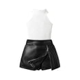 thumbnail image 4 of Qabnzmfo Girls Cute Outfit Set Sleeveless Ribbed Tank Top Faux Leather Skort 2 Piece Fashion Streetwear Toddler Clothes, 4 of 6