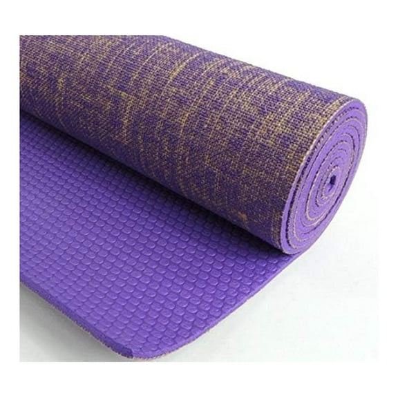 Jute Yoga Mat - Natural Rubber & Jute Eco Friendly Yoga Mat 6mm Thick Non Slip Textured Surface for Pilates, Exercise & Floor Work Purple