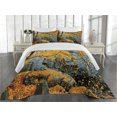 thumbnail image 2 of Ambesonne Tree Quilted Coverlet 3 Pcs, Maple Falling Leaves, King Size, Grey Orange, 2 of 4