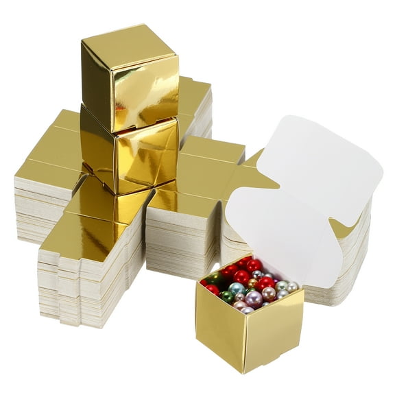 1.6x1.6x1.6" Small Gift Boxes Bulk with Lid, 100 Pack Mini Square Cardboard Paper Present Box for Jewelry, Candy, Gold