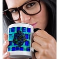 thumbnail image 2 of 3drose, Blue and Aqua Layers in the Background with a 3d Cube Wrap in Front, 11oz Two-tone Black Mug, 2 of 6