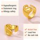 thumbnail image 3 of Anillos de puño de moda chapados en oro de 18 quilates para mujer, letra del alfabeto de la A a la Z, anillo de nudillo de tamaño variable, 3 of 5