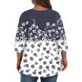 thumbnail image 4 of Fall Tops for Women 2024 Trendy Plus Size Blouse 3/4 Sleeve V-Neck Floral Print Shirts Dressy Casual T-Shirts Fall Clothes for Women 2024 Trendy gray X-Large, 4 of 6