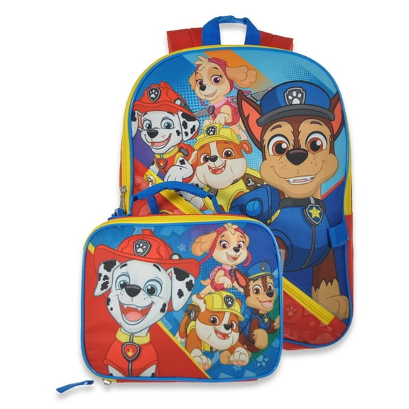 Nickelodeon Paw Patrol Characters Kids School 16" inch Backpack with Detachable Lunch Bag Set