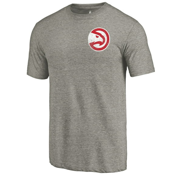 Men's Gray Atlanta Hawks Primary Logo Left Chest Distressed Tri-Blend T-Shirt