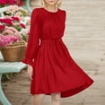 thumbnail image 4 of Kid Girl Dresses Long Sleeve A-Line Tiered Swing Cute Red Dress Girls Birthday Girl Dress Special Occasion Dress, 4 of 6