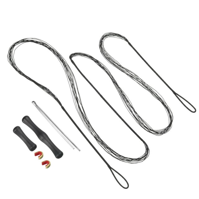 12 Strands Bow String Replacement with 2 Nock Points Bowstring Finger Guards for AMO 68", Black