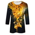 thumbnail image 5 of CYMMPU Loose Fit Round Neck 3/4 Sleeve Blouses for Women Dressy Casual Bee Printed Spring Tops Fall Fashion Shirts Tunic Tops Lightweight Basic T-Shirts Multicolor XXL, 5 of 5