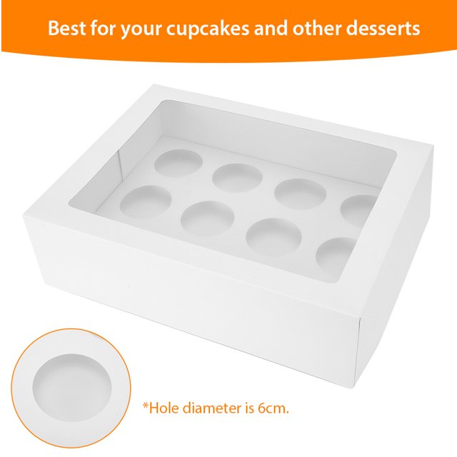 12 hole Cupcake Box 6cm Cake Boxes 25Pcs White Cardboard Cupcake Box, Window Face for Wedding Birthday Party Desserts