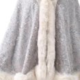 thumbnail image 5 of Fewfanhot Sequin Faux Fur Trim Cape Shawl, Open Front Warm Poncho Wrap for Women Evening Wedding Party Dresses, 5 of 6