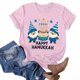 thumbnail image 1 of Puntoco Blusa de manga corta con estampado de moda para mujer, divertida camiseta de cuello redondo, 1 of 3