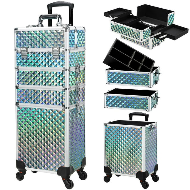 Estuche de maquillaje Stagiant Rolling Cosmetology con ruedas y llave azul