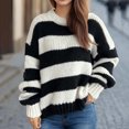 thumbnail image 2 of Ltctricy Women's Fall Sweater Winter Warm Soft Knitted Loose Pullover Tops Casual Striped Comfy Crewneck Shirts, 2 of 5