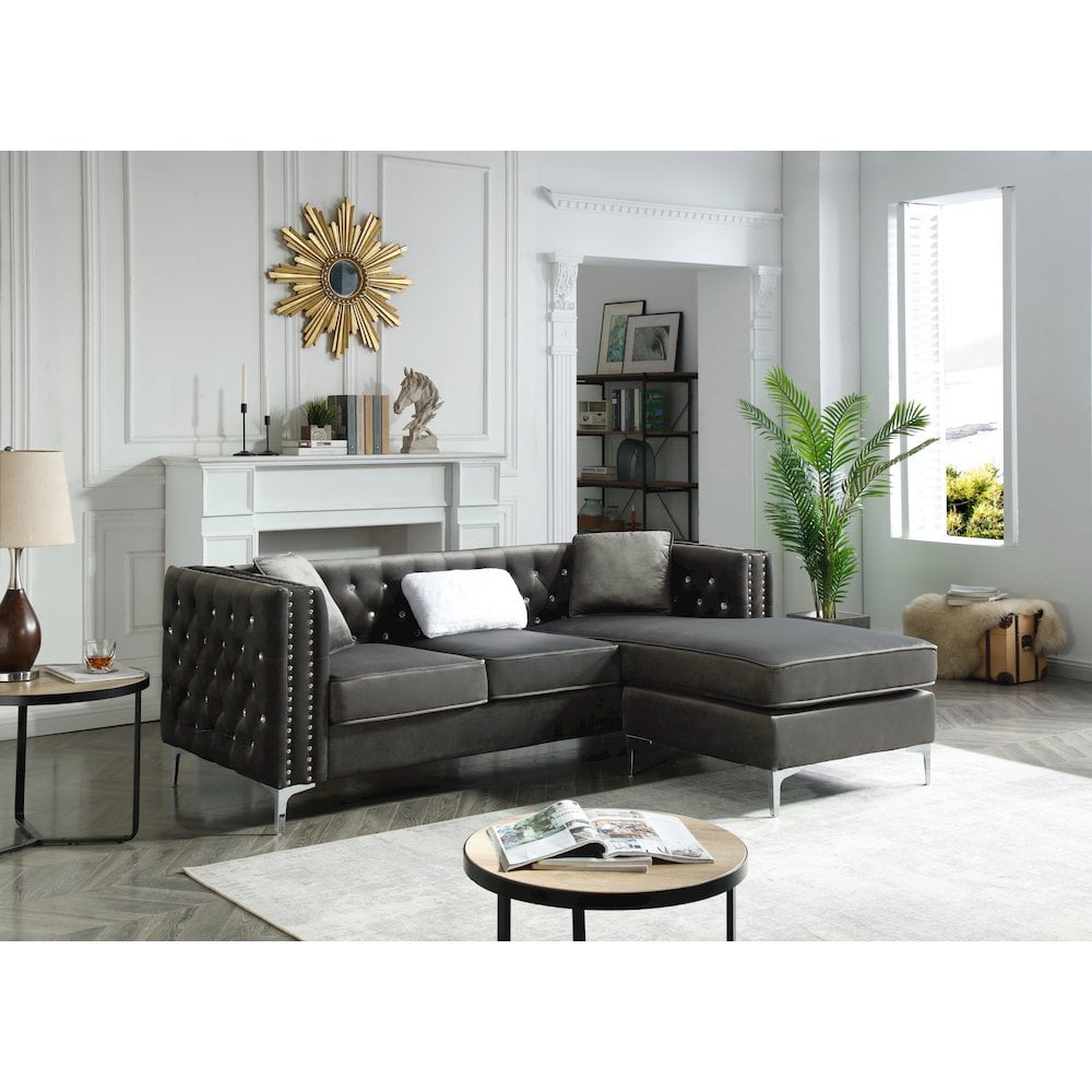 Glory Furniture Paige Sofa Chaise in Gray Color