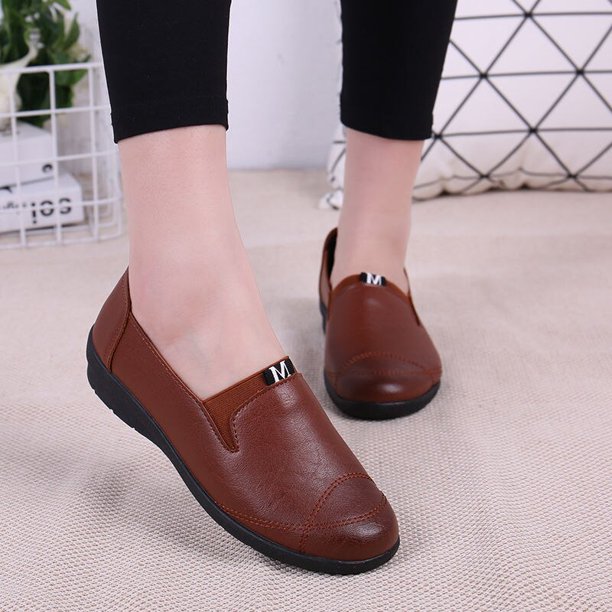Nueva moda, zapatos informales para mamá, suela blanda, cómodos, para mujer, planos, poco profundos, ligeros, 39 Gao Jinjia LED