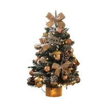 18 Inch Mini Christmas Tree Artificial Pine Tabletop Xmas Tree with LED String Lights, Small Artificial Christmas Tree with Pine Cones and Balls Ornaments for Table Desk Home Fireplace Holiday Decor