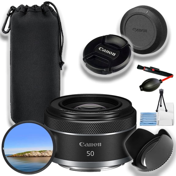 Canon RF 50mm f/1.8 STM Lens Lens Pouch and UV Filter (International Version)