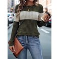 thumbnail image 4 of Women'S Sweaters Trendy Color Block Tops Long Sleeve Shirts Fall Outfits Early Fall Fashion Winter Clothing Green M, 4 of 9