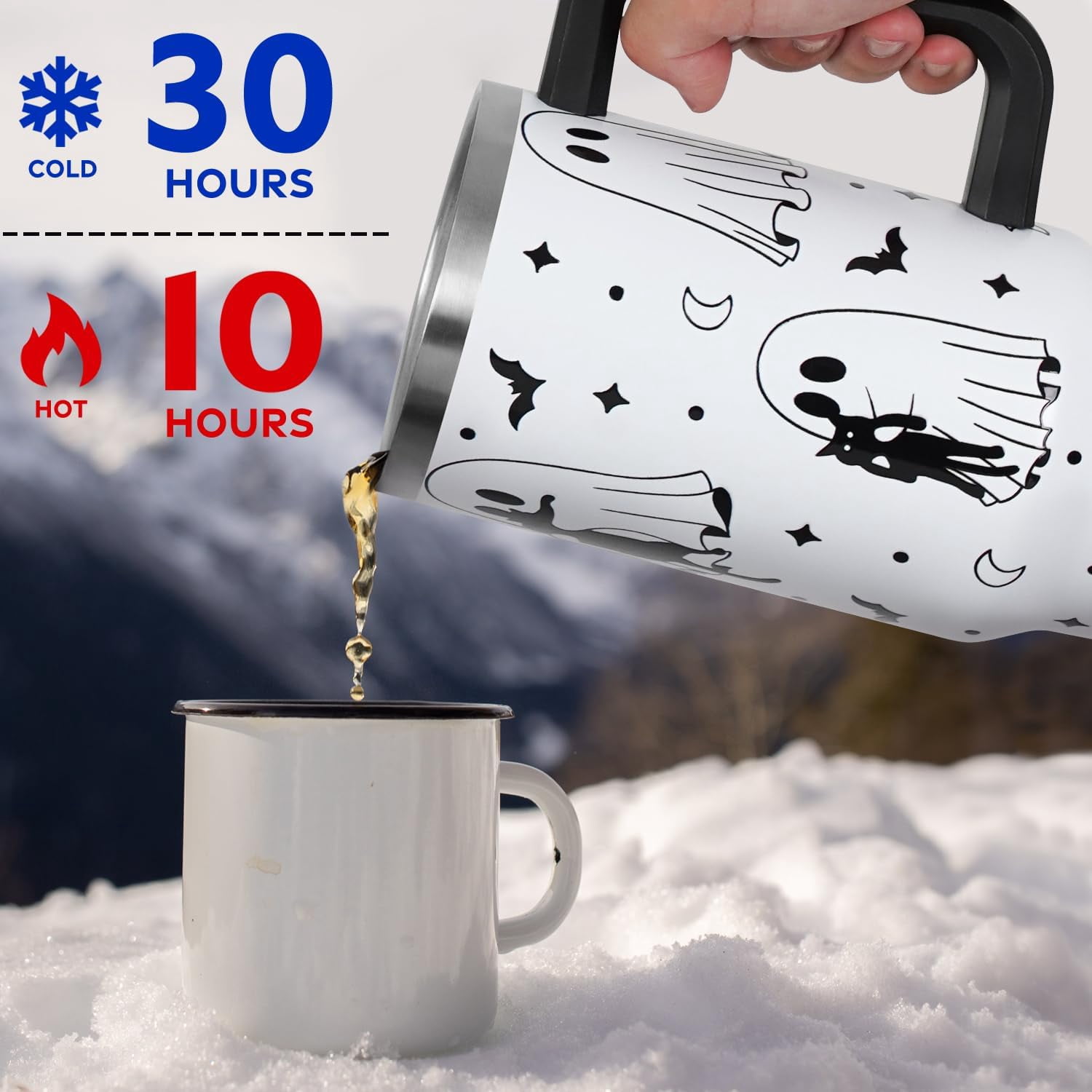 Christmas Gifts 40 oz Tumbler with Handle and Straw Lid,Cute Gifts for Women Santa Claus Sleigh Xmas Tree Vacuum Insulated Leak Proof Tumbler,Winter Holiday Accessories Stainless Steel Coffee Cup Mug