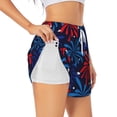thumbnail image 2 of Bixox Women's Red White Blue Fireworks pattern 2 in 1 Running Shorts - Lightweight Athletic Workout Gym Yoga Shorts Liner with Pockets - Small, 2 of 5