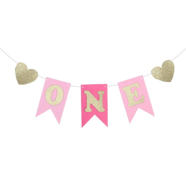 KAKOWELY Banderines de cumpleaños para niños, banderines, decoraciones para fiesta de cumpleaños de bebé (rosa)