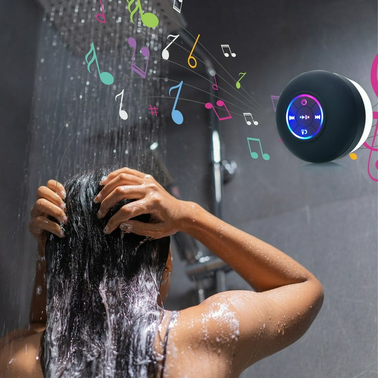RKSTN Bluetooth Shower Speaker With Color Light Handsfree Speakerphone With Built in Mic Dedicated Suction Cup For Showers Bluetooth 5.0 IPX4