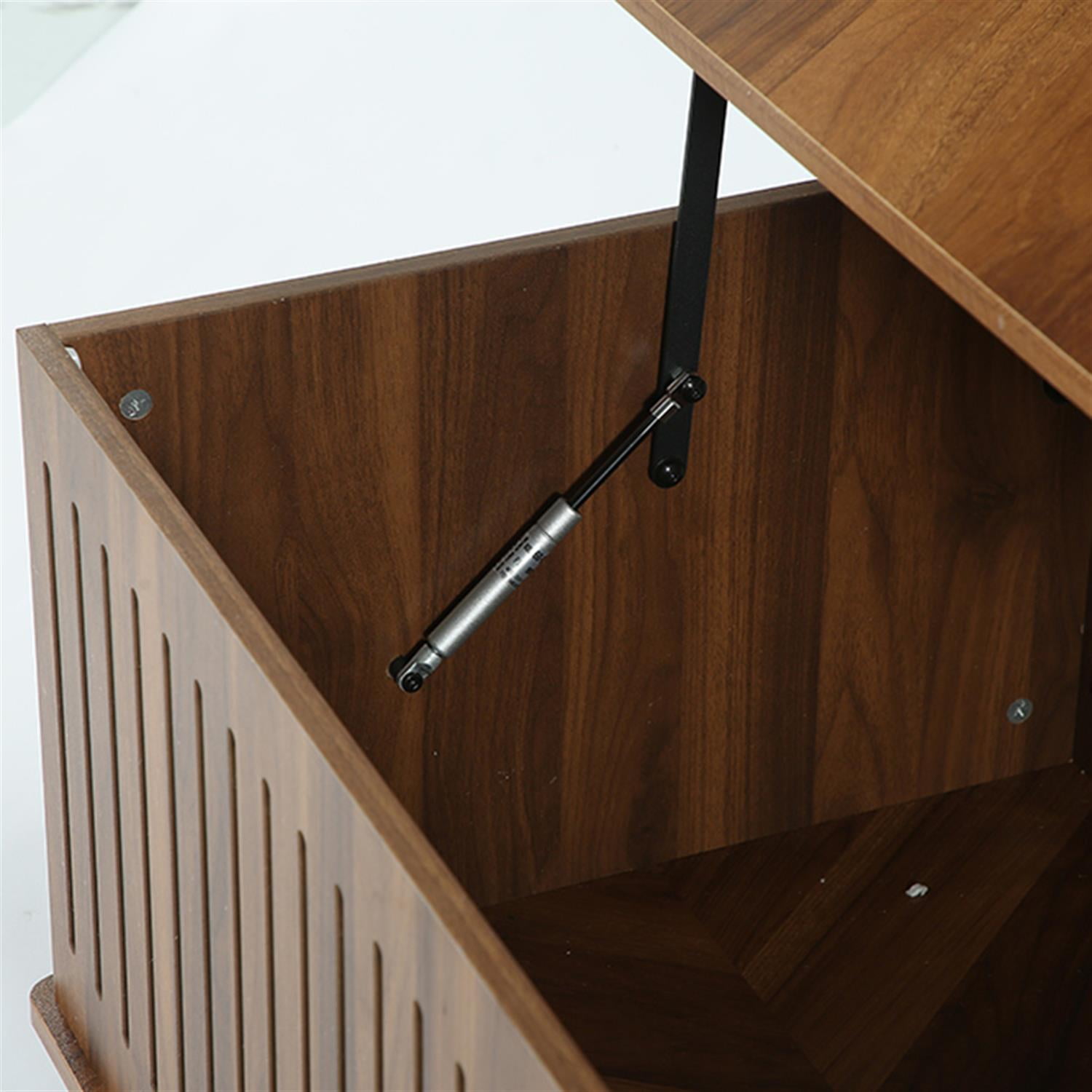 Demi Bonn 43" Coffee Table, Wood Lift Top Center Table With Large Storage & Fence Design for Home Living Room, Office, Brown