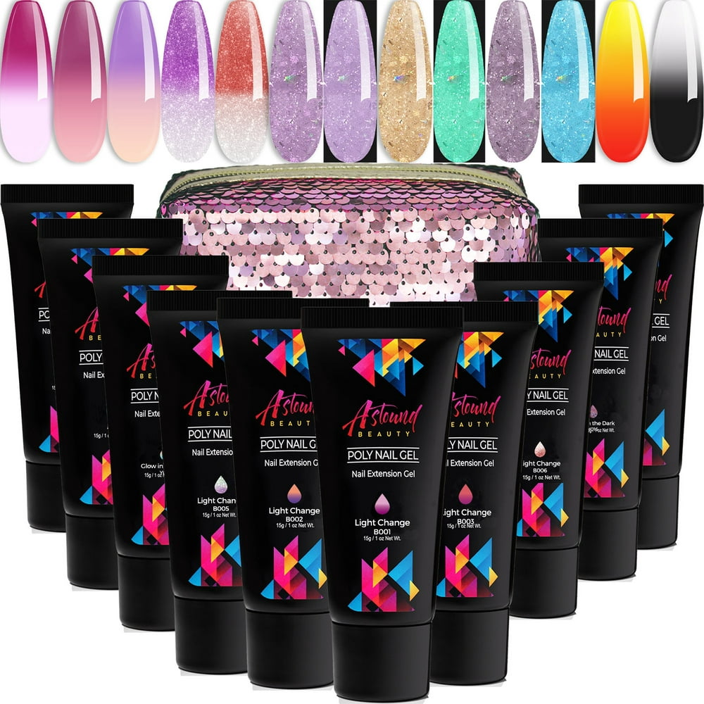 Polygel Nail Kit With Light Change Mood Change And Glow In The Dark