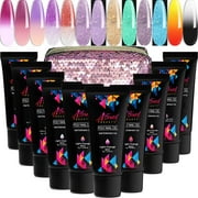 Polygel Nail Kit with Light Change, Mood Change, and Glow in the Dark Color PolyGel