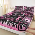 thumbnail image 3 of Homewish Cheer Life Queen Sheet Sets,Gymnastics Dancing Lovers Flat Sheet,Pink Glitter Print Queen Fitted Sheet For Girls Boys,Microfiber Bedroom Decor,4 Pieces, 3 of 7