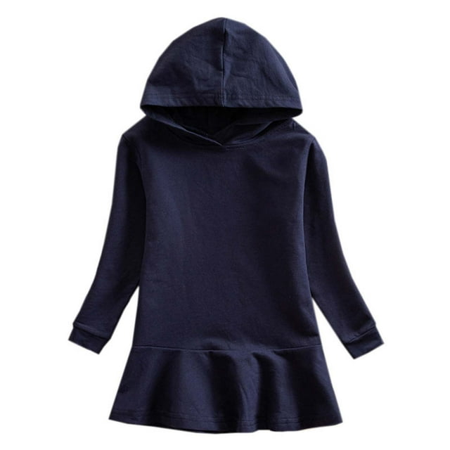 Tranfacy Longues Robe à Manches pour Filles, Robe à Capuche pour Filles, Mode pour Tout-Petits Filles Robe Côtelée Tissée Unie Manches Longues Tricot Détaillé