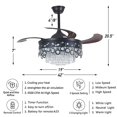 thumbnail image 5 of FINE MAKER Modern Crystal Ceiling Fan with Light Black Metal Remote Control 3 Color LED Chandelier Fan 3 Speed Wind Retractable Blades Silent Fandelier for Living Dining Room Bedroom 110V 42", 5 of 11