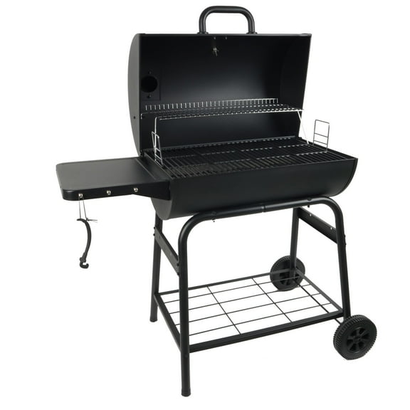 Grill Boss 30" Charcoal Barrel Grill, Adjustable Grate Large Cooking Area, Black