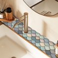 thumbnail image 2 of Yayeee Faucet Mat for Kitchen Sink 14.7" Diatomite Long Splash Guard Pad, Green Art Pattern, 2 of 7