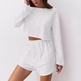 thumbnail image 6 of SAZBJOJN Pajamas for Women Set 2 Piece Simple Long Sleeve Top And Shorts Comfy Sleepwear Set Casual Soft Breathable Loose Loungewear Womens Pajama Sets White Size M, 6 of 6