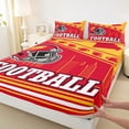 thumbnail image 3 of jejeloiu Football Sport Queen Sheet Sets,Red Orange Bed Set For Rugby Gamer 4pcs, 3 of 7