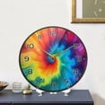 thumbnail image 5 of Rainbow Tie Dyed Wall Clock Round Silent Non Ticking Battery Operated Accurate Arabic Numerals Design Clocks for Home Kitchen Living Room Bedroom 9.5inch Home Decor, 5 of 6
