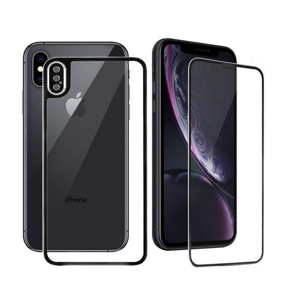 [2-Pack] Apple iPhone XS Max Front and Back Glass Screen Protectors, HD Clear, Compatible Apple iPhone XS Max 6.5 inch 2019 Release - Black